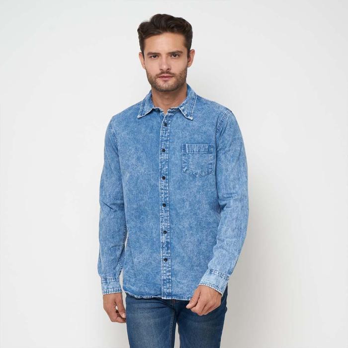 Men's denim dress shirt